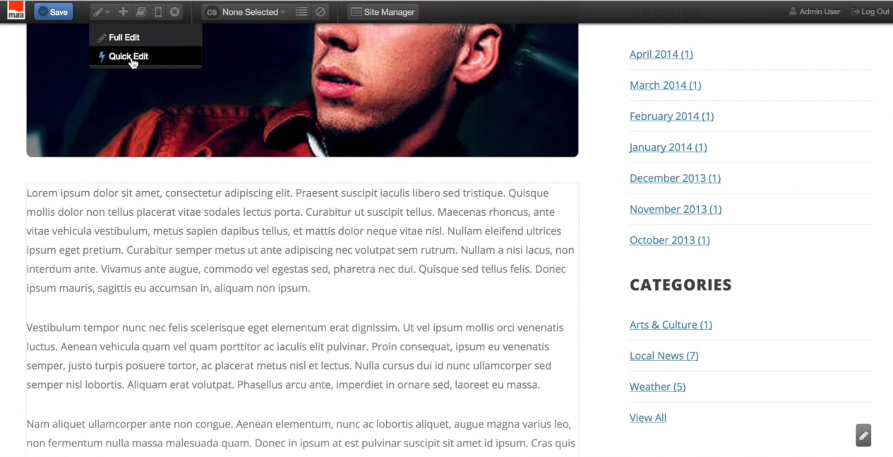 screenshot of Mura CMS